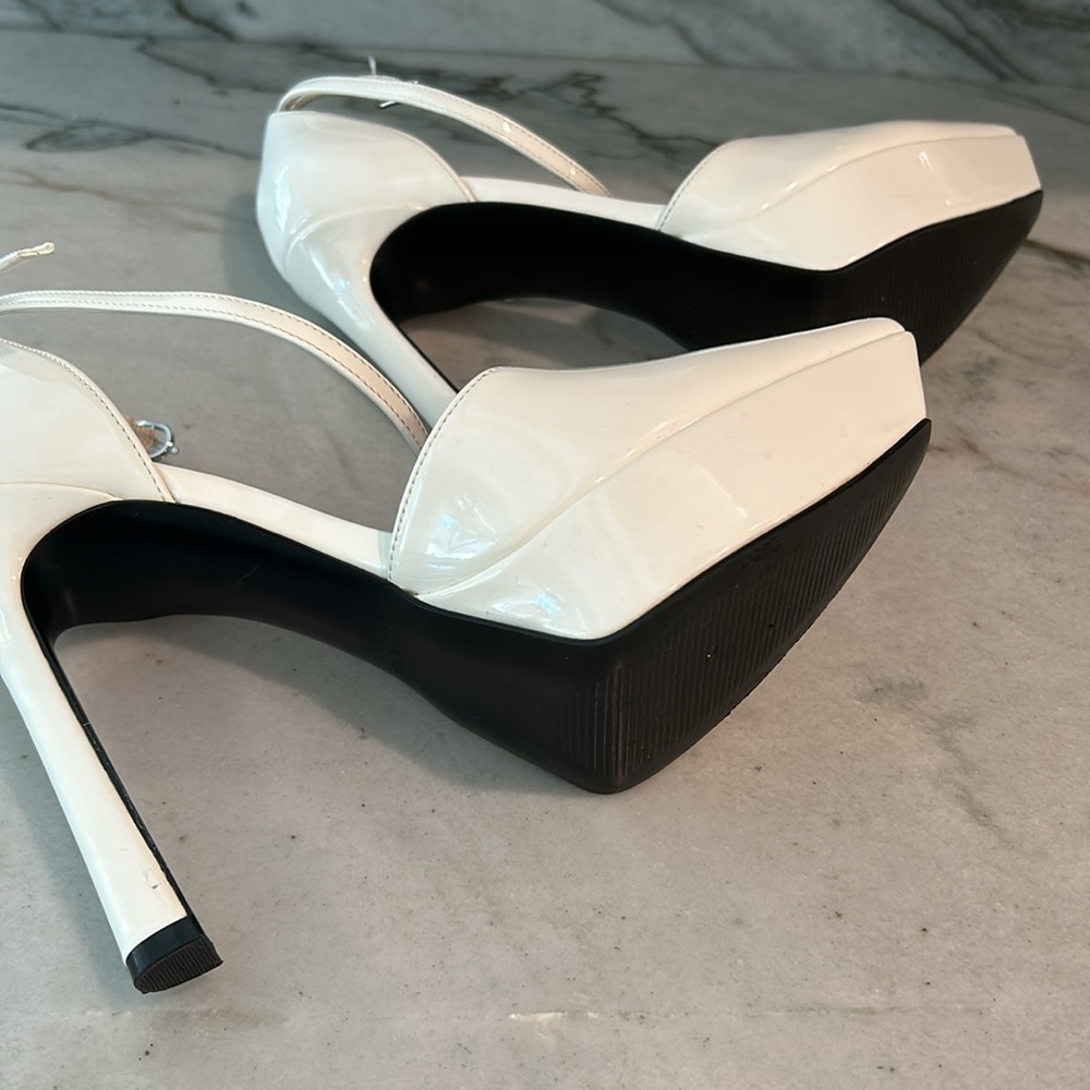 Nine West Linda Ankle Strap Platform Pump Heel Cream White - Picture 5 of 7
